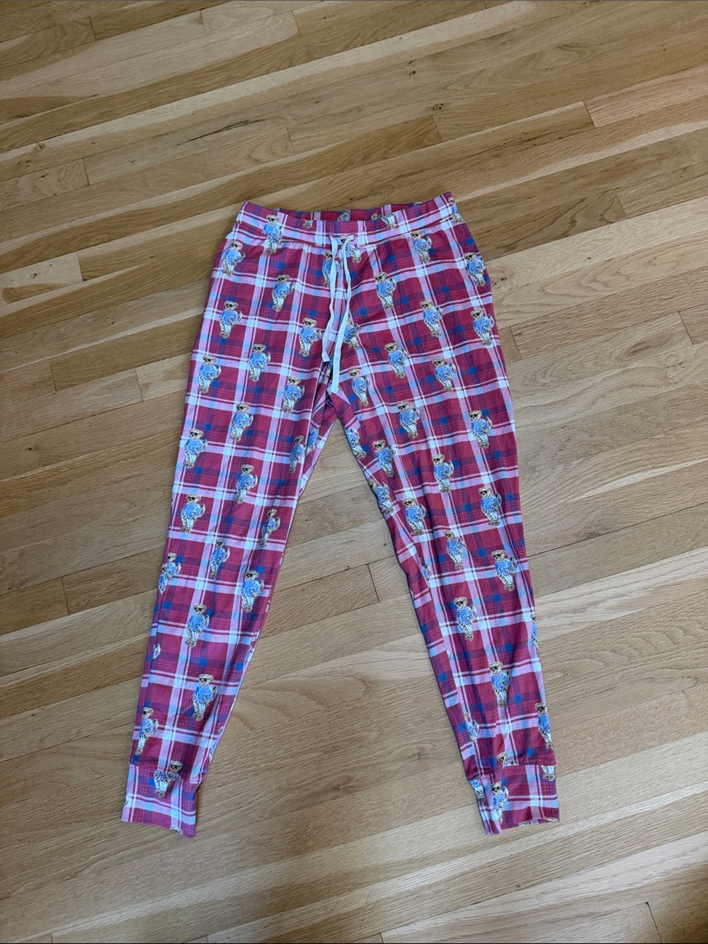 Polo by Ralph Lauren Red Plaid Jogger Pajama Pants with Character Print